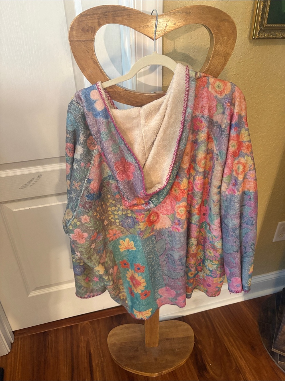 NATURAL LIFE Pink Multicolor Floral Hoodie Pullover - Picture 2 of 6
